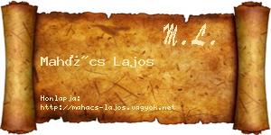 Mahács Lajos névjegykártya